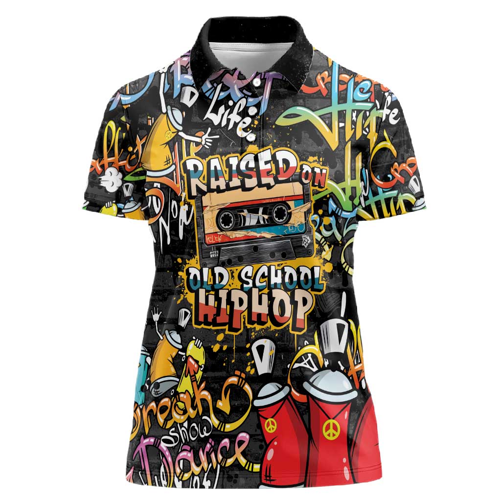 Raised On Hip Hop Women Polo Shirt Graffiti Art Style - African Pride