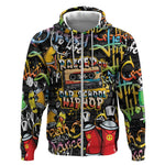 Raised On Hip Hop Zip Hoodie Graffiti Art Style - African Pride