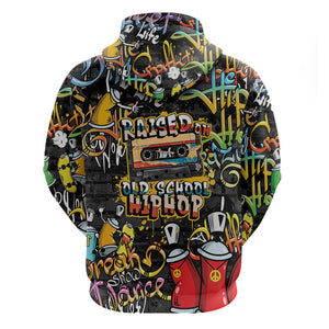 Raised On Hip Hop Zip Hoodie Graffiti Art Style - African Pride