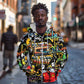 Raised On Hip Hop Zip Hoodie Graffiti Art Style - African Pride