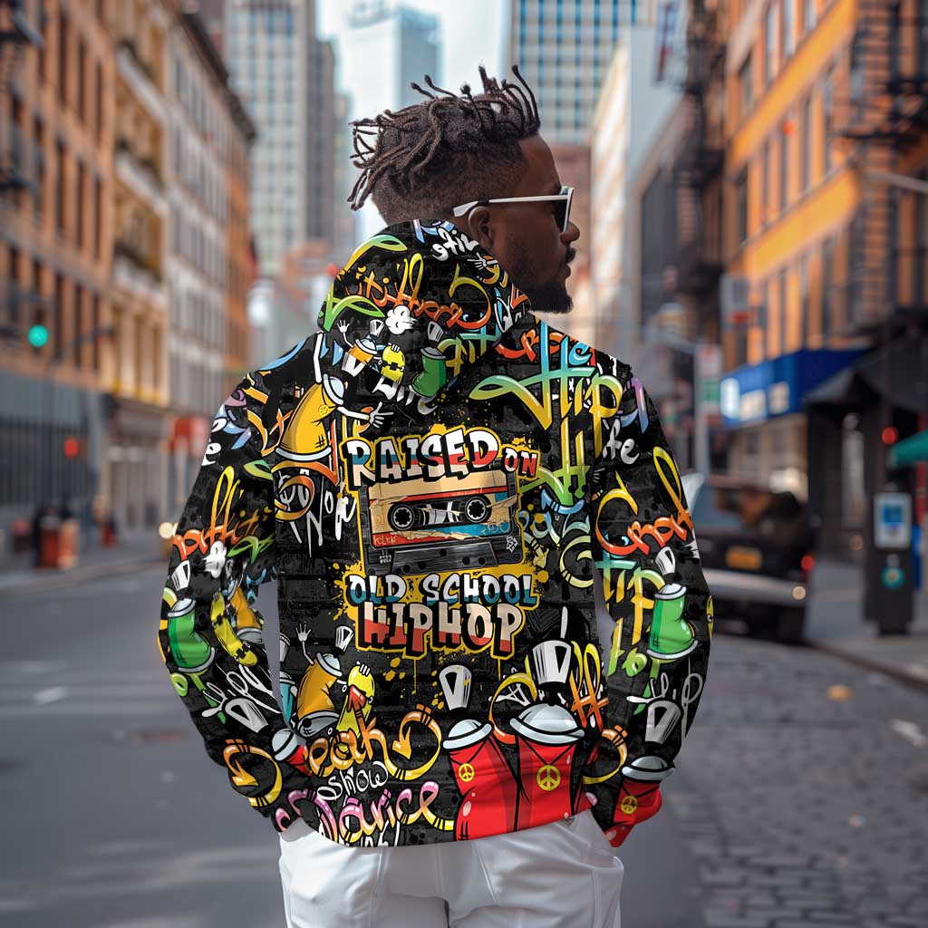Raised On Hip Hop Zip Hoodie Graffiti Art Style - African Pride
