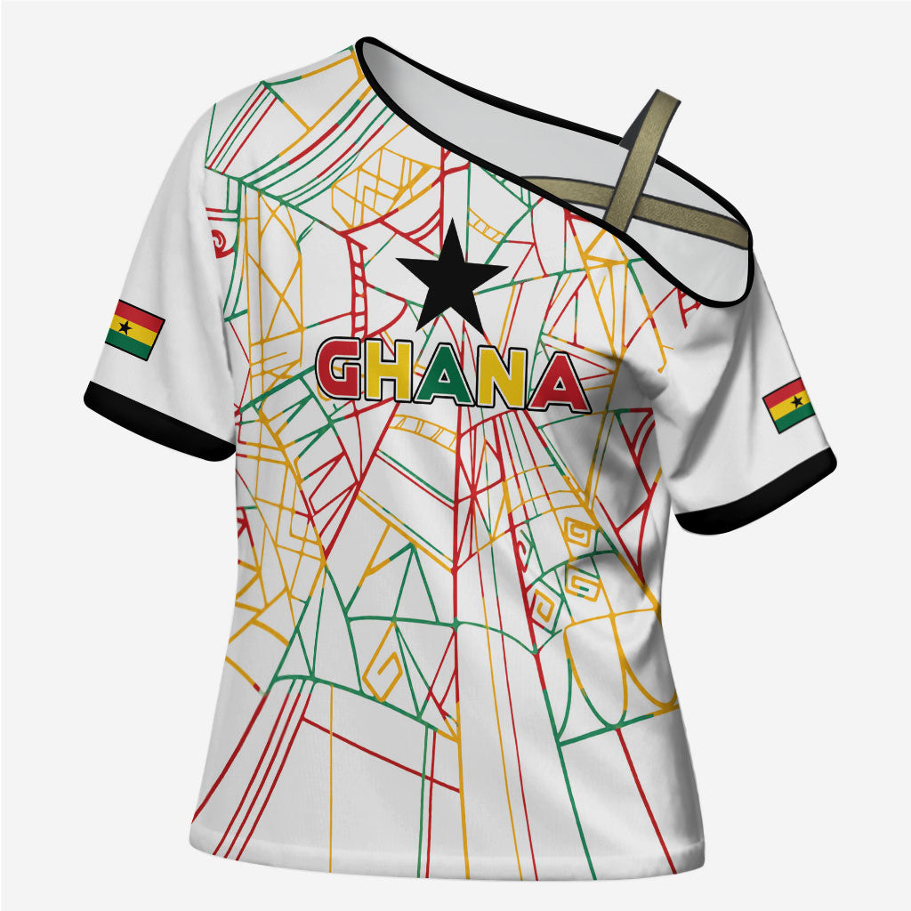 Custom Ghana Football 2026 Cross Shoulder Shirt Black Stars Never Fall White Version