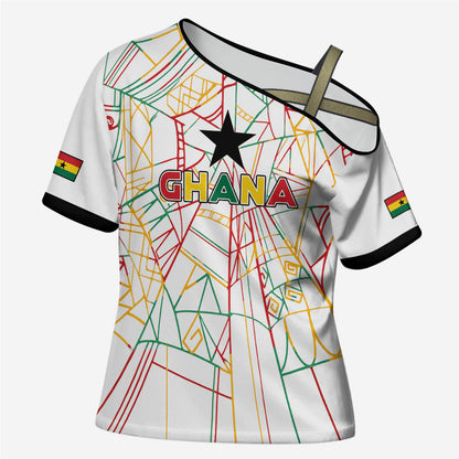 Custom Ghana Football 2026 Cross Shoulder Shirt Black Stars Never Fall White Version