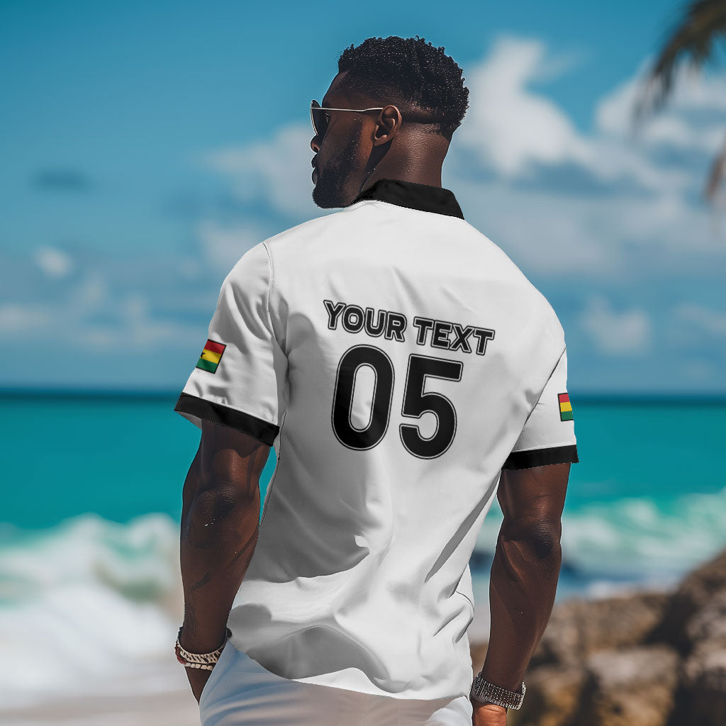 Custom Ghana Football 2026 Hawaiian Shirt Black Stars Never Fall White Version