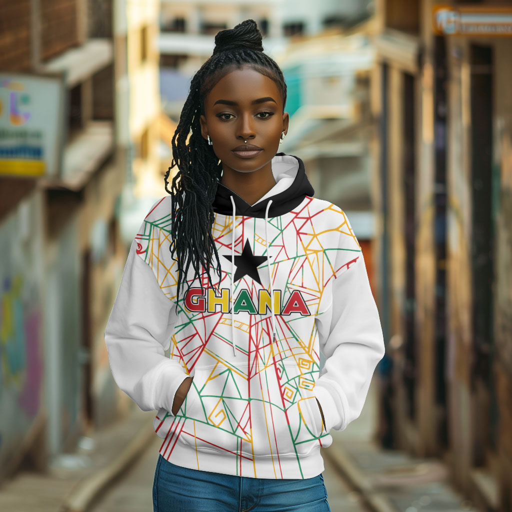 Custom Ghana Football 2026 Hoodie Black Stars Never Fall White Version