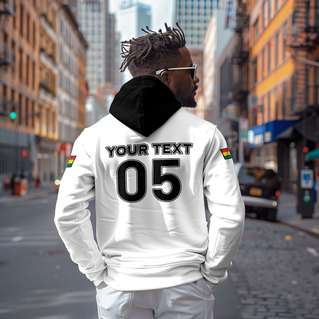 Custom Ghana Football 2026 Hoodie Black Stars Never Fall White Version