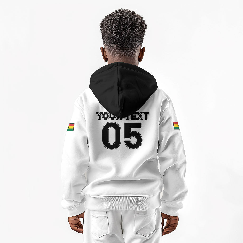 Custom Ghana Football 2026 Kid Hoodie Black Stars Never Fall White Version