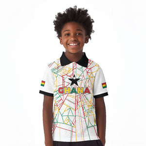 Custom Ghana Football 2026 Kid Polo Shirt Black Stars Never Fall White Version