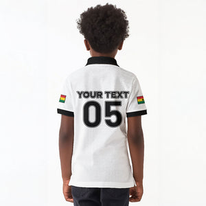 Custom Ghana Football 2026 Kid Polo Shirt Black Stars Never Fall White Version