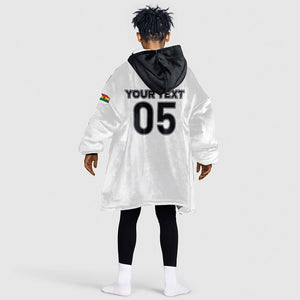 Custom Ghana Football 2026 Kid Wearable Blanket Hoodie Black Stars Never Fall White Version