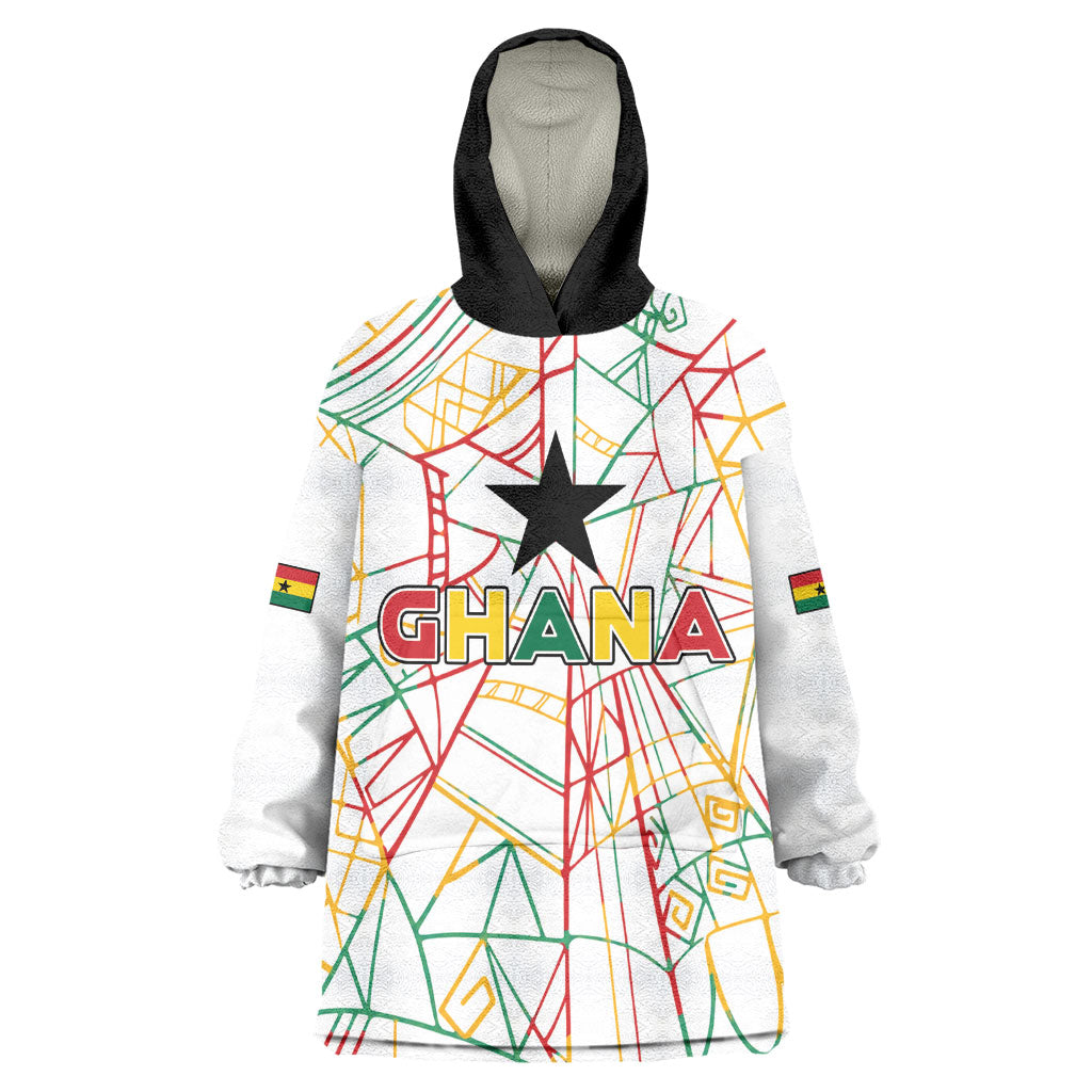 Custom Ghana Football 2026 Kid Wearable Blanket Hoodie Black Stars Never Fall White Version