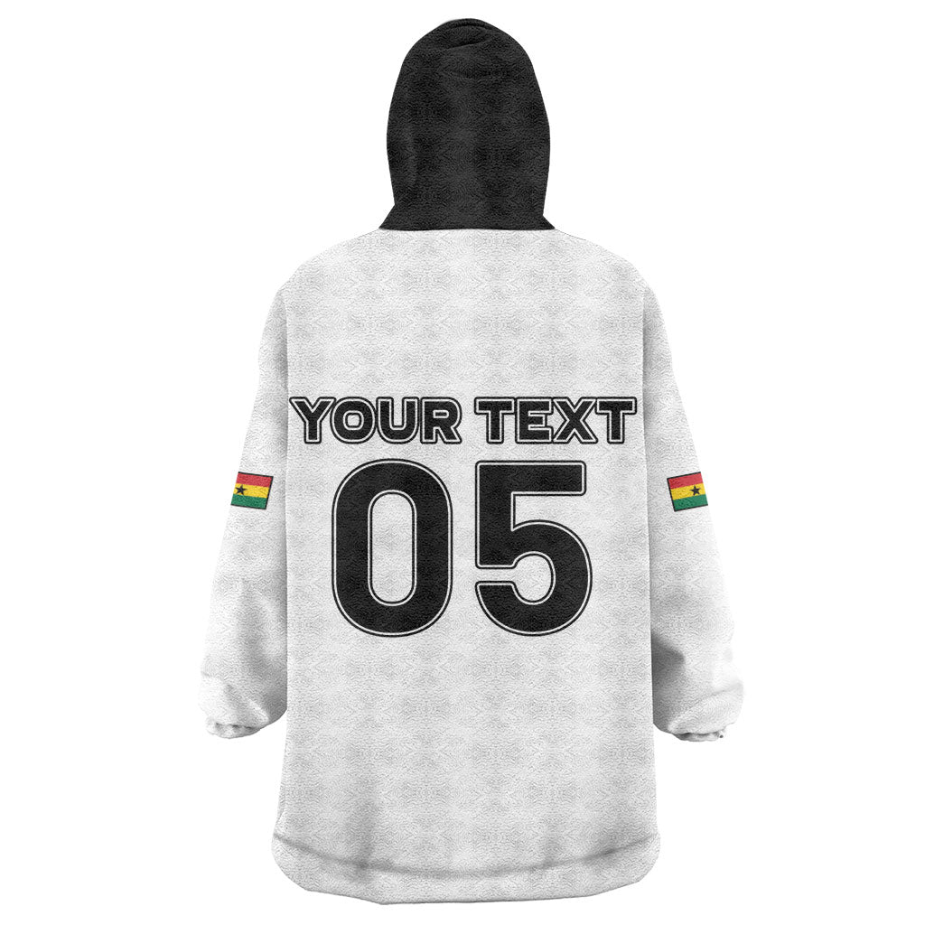 Custom Ghana Football 2026 Kid Wearable Blanket Hoodie Black Stars Never Fall White Version
