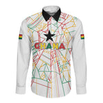 Custom Ghana Football 2026 Long Sleeve Button Shirt Black Stars Never Fall White Version