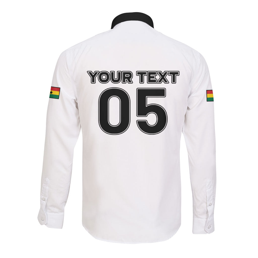 Custom Ghana Football 2026 Long Sleeve Button Shirt Black Stars Never Fall White Version