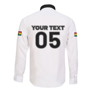 Custom Ghana Football 2026 Long Sleeve Button Shirt Black Stars Never Fall White Version