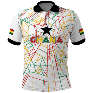 Custom Ghana Football 2026 Polo Shirt Black Stars Never Fall White Version
