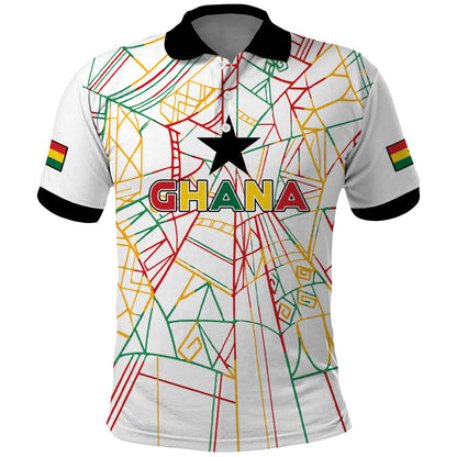 Custom Ghana Football 2026 Polo Shirt Black Stars Never Fall White Version