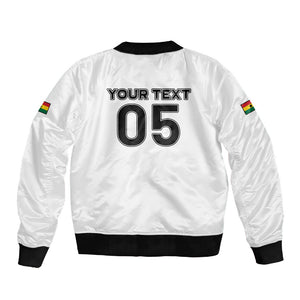 Custom Ghana Football 2026 Sleeve Zip Bomber Jacket Black Stars Never Fall White Version