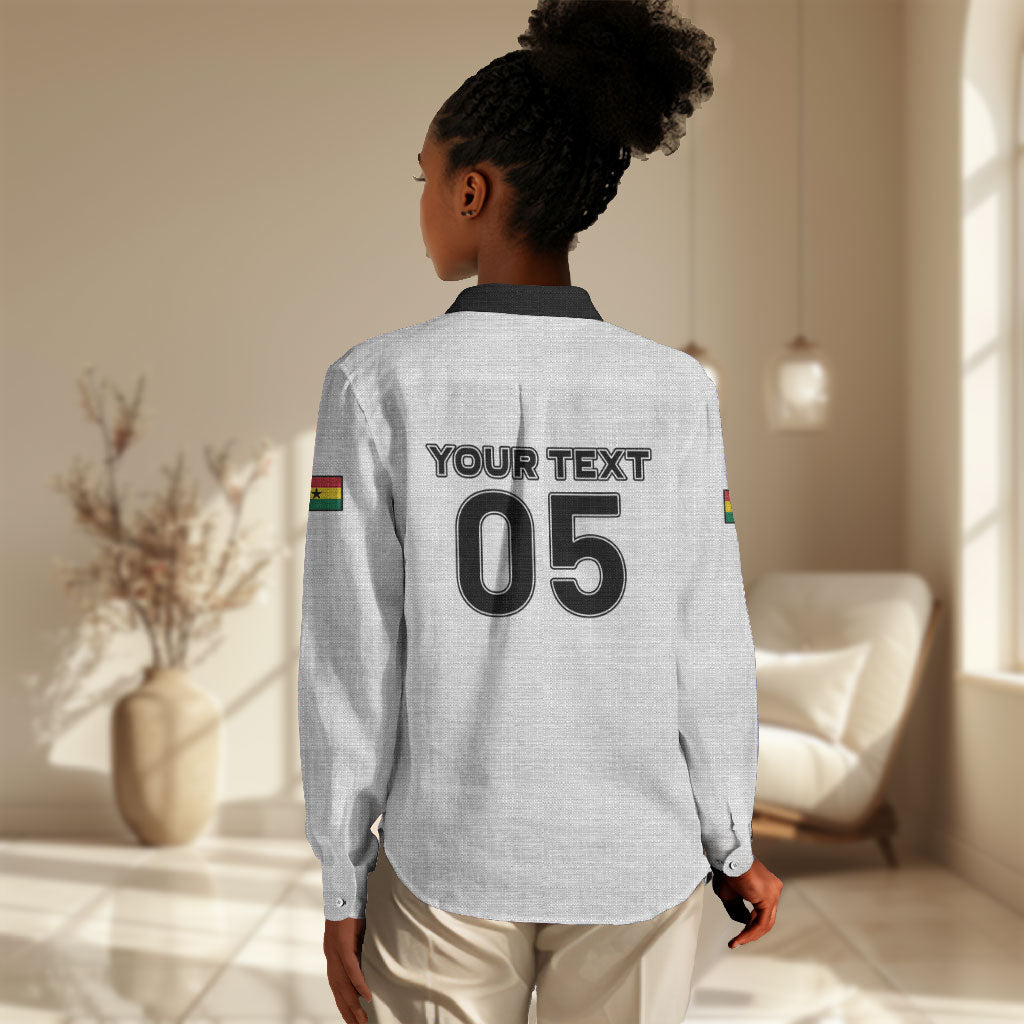 Custom Ghana Football 2026 Women Casual Shirt Black Stars Never Fall White Version