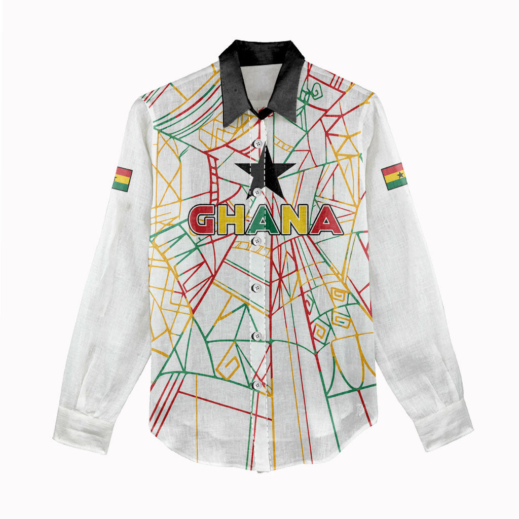 Custom Ghana Football 2026 Women Casual Shirt Black Stars Never Fall White Version