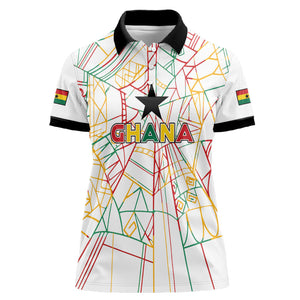 Custom Ghana Football 2026 Women Polo Shirt Black Stars Never Fall White Version