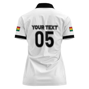 Custom Ghana Football 2026 Women Polo Shirt Black Stars Never Fall White Version