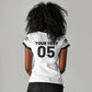 Custom Ghana Football 2026 Women V-Neck T-Shirt Black Stars Never Fall White Version