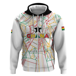 Custom Ghana Football 2026 Zip Hoodie Black Stars Never Fall White Version