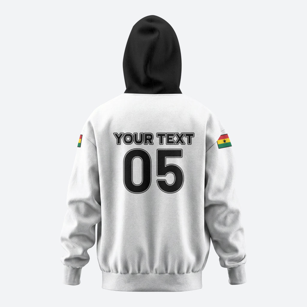 Custom Ghana Football 2026 Zip Hoodie Black Stars Never Fall White Version