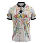 Custom Ghana Football 2026 Zipper Polo Shirt Black Stars Never Fall White Version