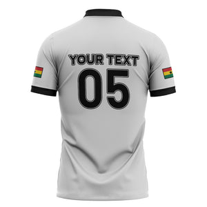 Custom Ghana Football 2026 Zipper Polo Shirt Black Stars Never Fall White Version