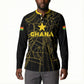 Custom Ghana Football 2026 Button Sweatshirt Black Stars Never Fall Black Version