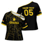 Custom Ghana Football 2026 Cross Shoulder Shirt Black Stars Never Fall Black Version
