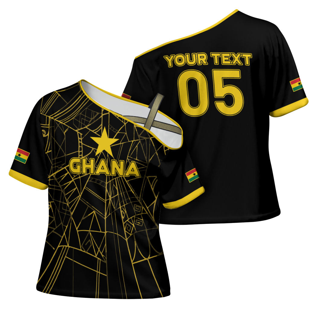 Custom Ghana Football 2026 Cross Shoulder Shirt Black Stars Never Fall Black Version