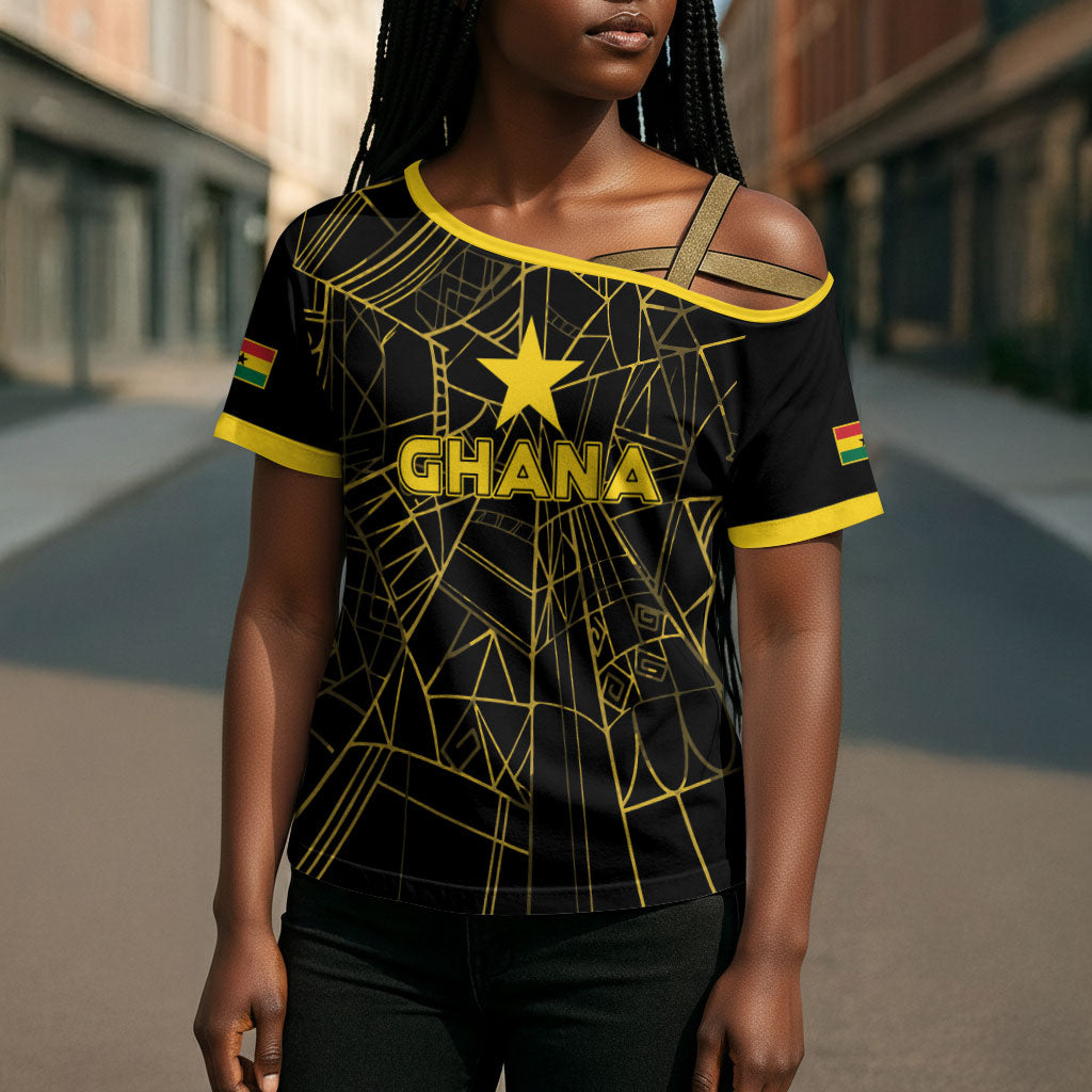 Custom Ghana Football 2026 Cross Shoulder Shirt Black Stars Never Fall Black Version