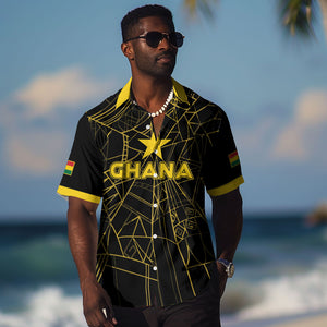 Custom Ghana Football 2026 Hawaiian Shirt Black Stars Never Fall Black Version