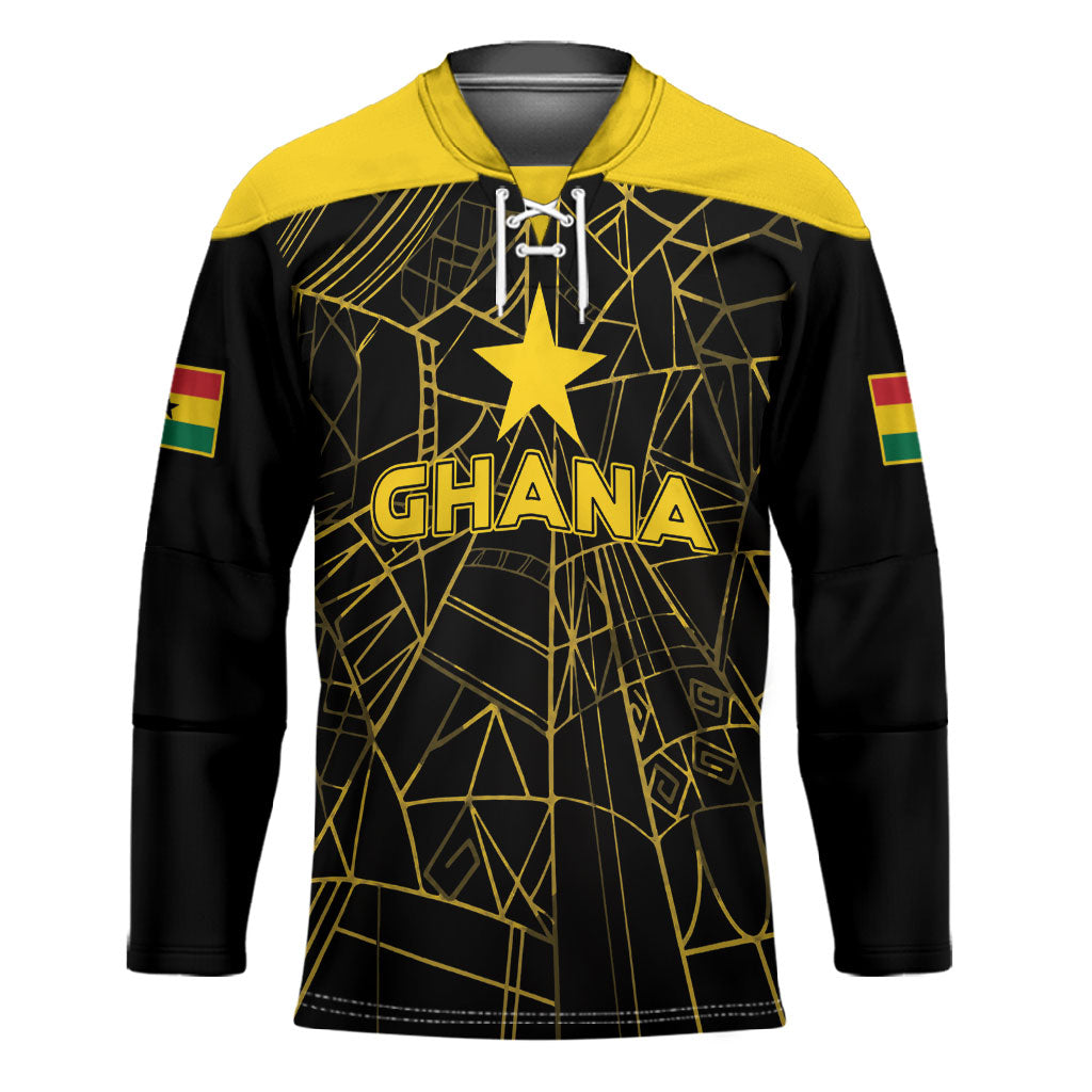 Custom Ghana Football 2026 Hockey Jersey Black Stars Never Fall Black Version