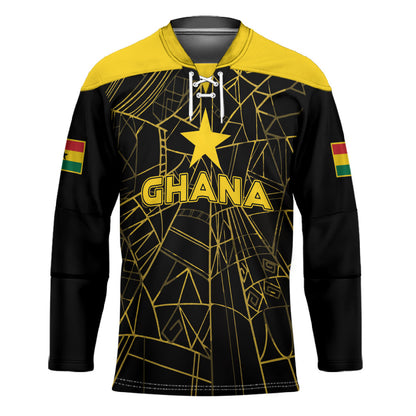 Custom Ghana Football 2026 Hockey Jersey Black Stars Never Fall Black Version