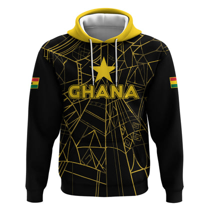 Custom Ghana Football 2026 Hoodie Black Stars Never Fall Black Version