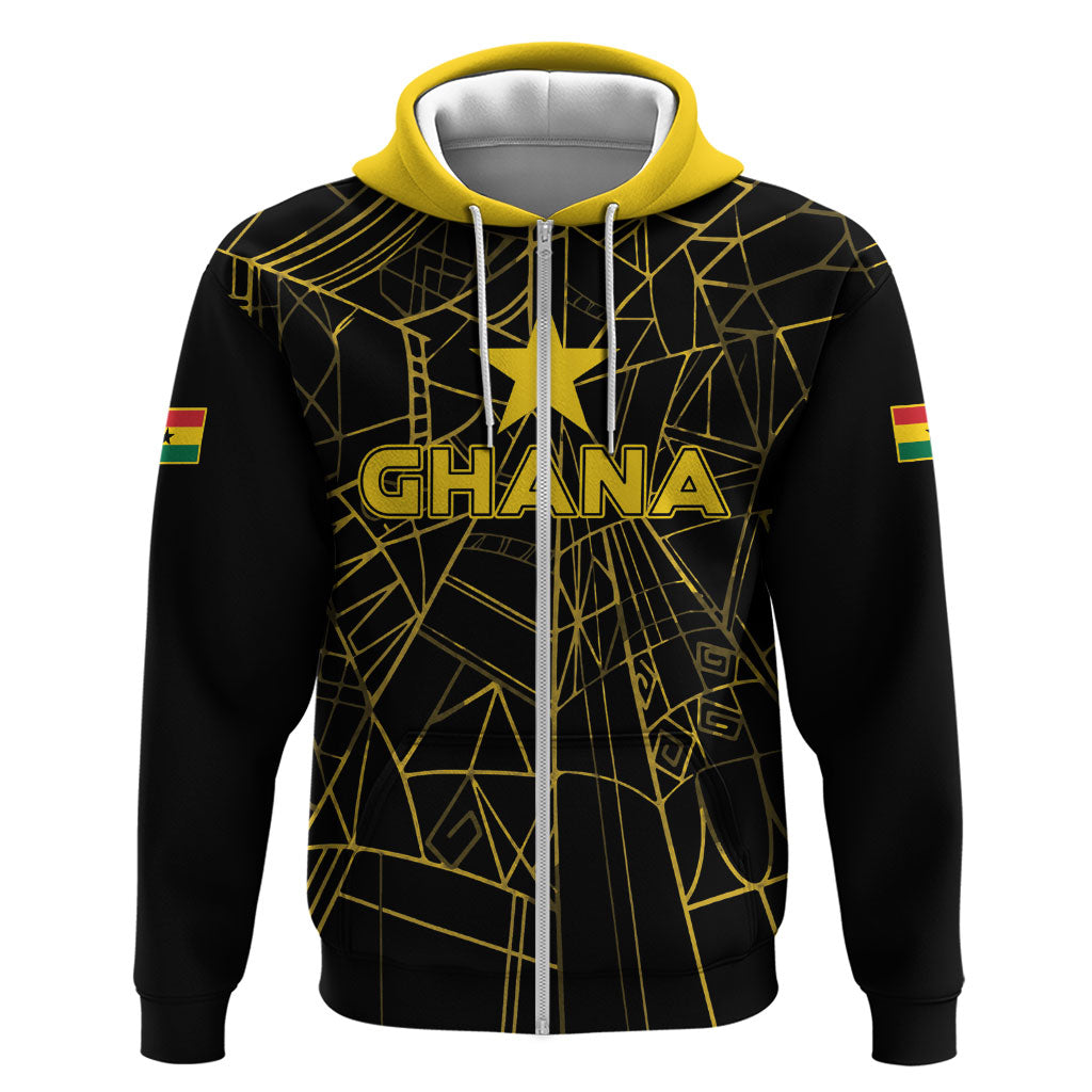 Custom Ghana Football 2026 Hoodie Black Stars Never Fall Black Version