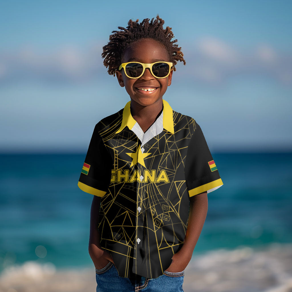 Custom Ghana Football 2026 Kid Hawaiian Shirt Black Stars Never Fall Black Version