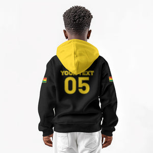 Custom Ghana Football 2026 Kid Hoodie Black Stars Never Fall Black Version
