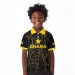 Custom Ghana Football 2026 Kid Polo Shirt Black Stars Never Fall Black Version