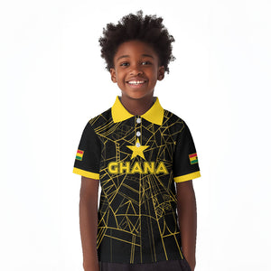 Custom Ghana Football 2026 Kid Polo Shirt Black Stars Never Fall Black Version