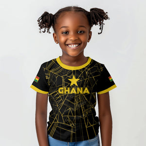 Custom Ghana Football 2026 Kid T shirt Black Stars Never Fall Black Version