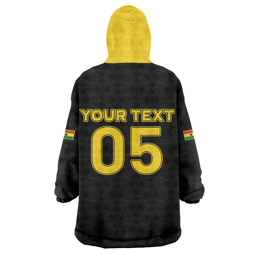 Custom Ghana Football 2026 Kid Wearable Blanket Hoodie Black Stars Never Fall Black Version