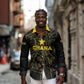 Custom Ghana Football 2026 Long Sleeve Button Shirt Black Stars Never Fall Black Version