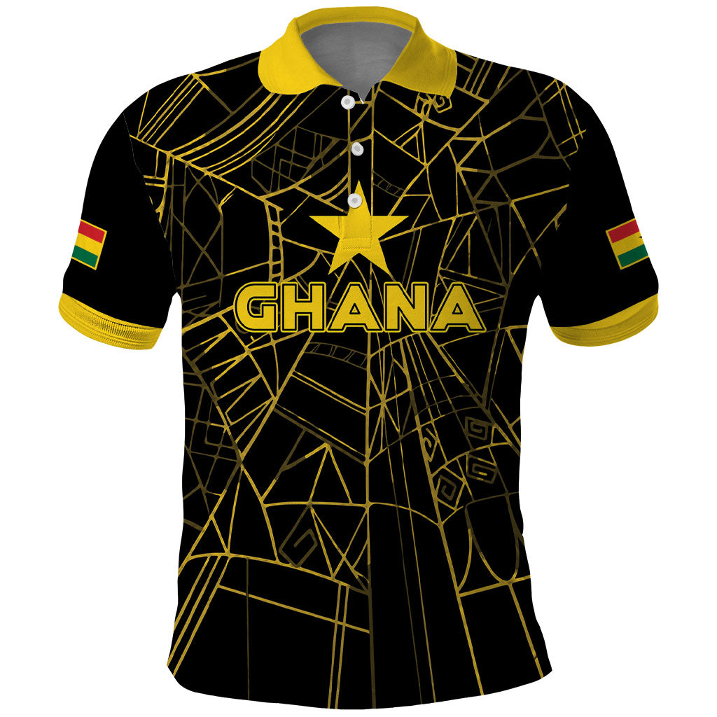 Custom Ghana Football 2026 Polo Shirt Black Stars Never Fall Black Version