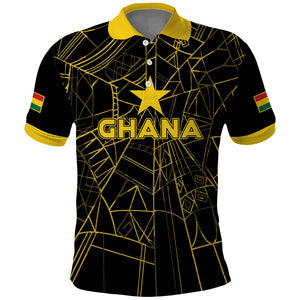 Custom Ghana Football 2026 Polo Shirt Black Stars Never Fall Black Version