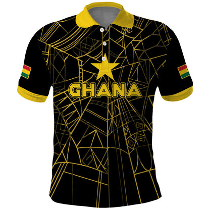 Custom Ghana Football 2026 Polo Shirt Black Stars Never Fall Black Version